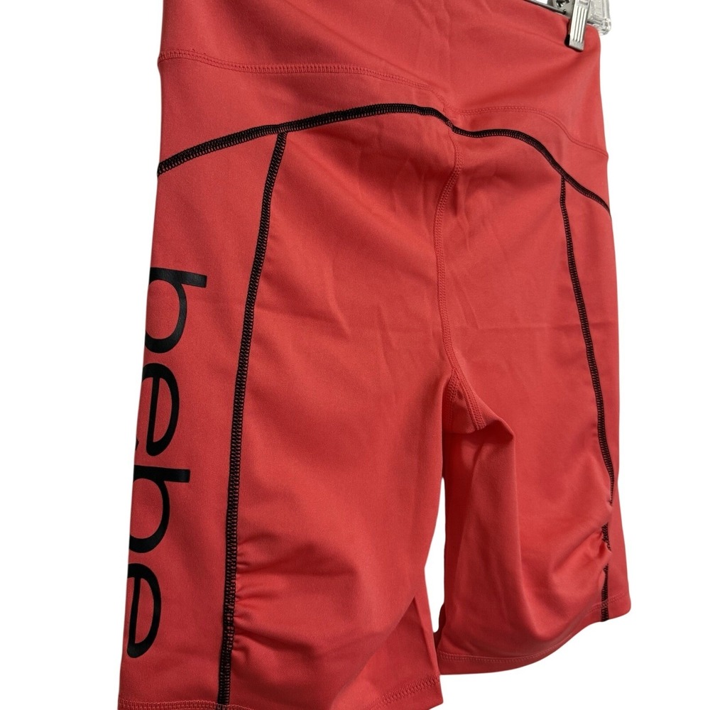 NWT Bebe Sport Hibiscus Contrast Stitch Ruched Pocket Biker Shorts Women's Med - Picture 7 of 9